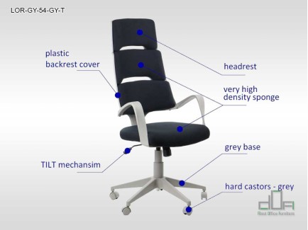 Scaun de birou rotativ, ergonomic, pivotant LORETTO LOR-GY-54-GY-T