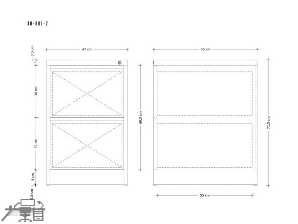 Dulap metalic 2 sertare XD-001-2D