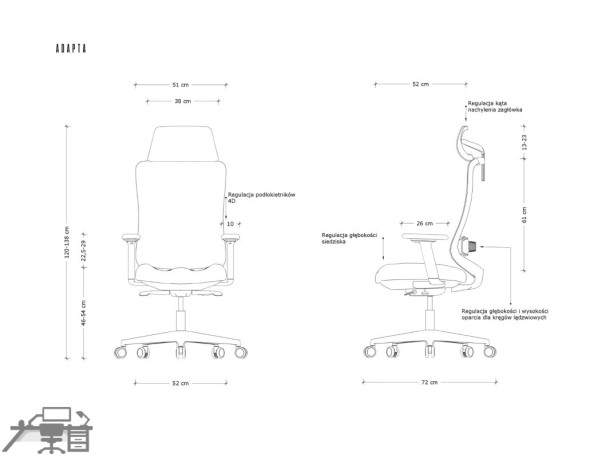 Scaun ergonomic operational ADAPTA SK-6255H
