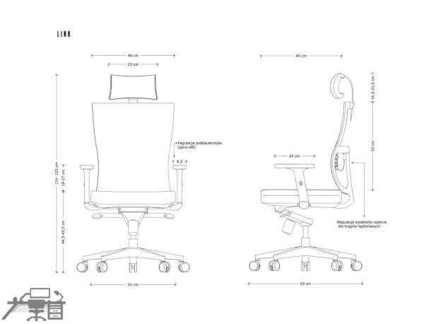 Scaun ergonomic operational LINK GS021H