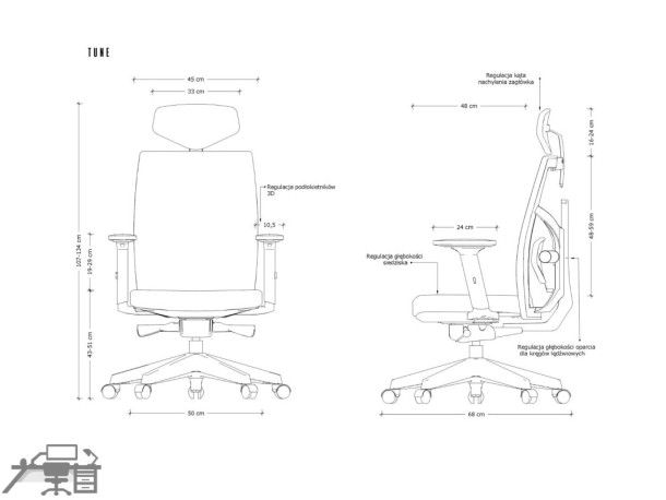 Scaun ergonomic operational TUNE 139Y-138Y