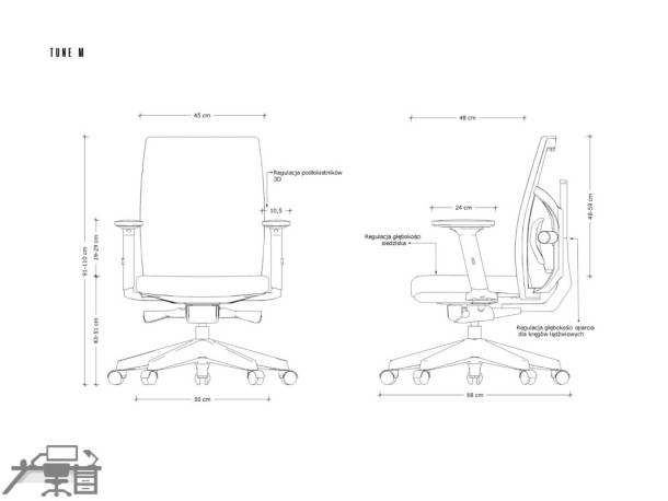 Scaun ergonomic operațional TUNE 139Y-138Y
